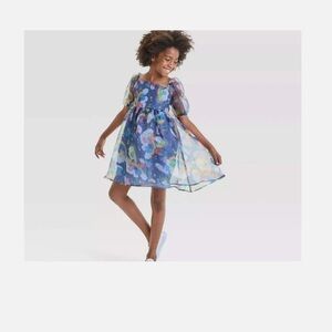 NWT Care Bears Girls Babydoll Organza Puff Dress - Navy Blue, Size XL (14)- NEW